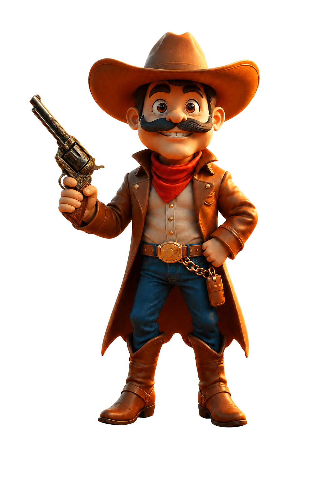 BANG96 cowboy mascot holding a revolver