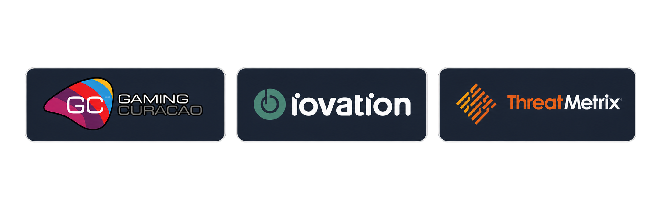 Gaming Curaçao, iovation and ThreatMetrix logos